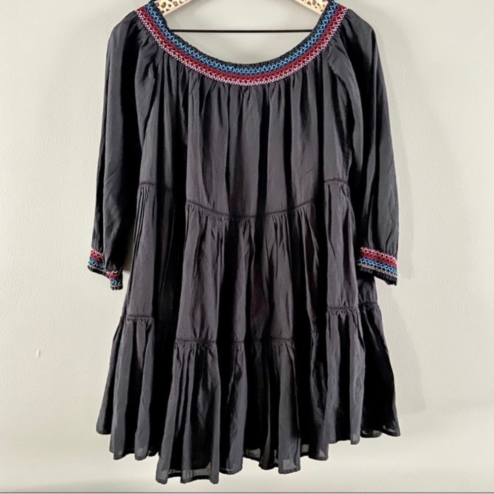 FREE PEOPLE | Sunbeams Black Off-Shoulder Tiered Minidress  NWT - Picture 10 of 12